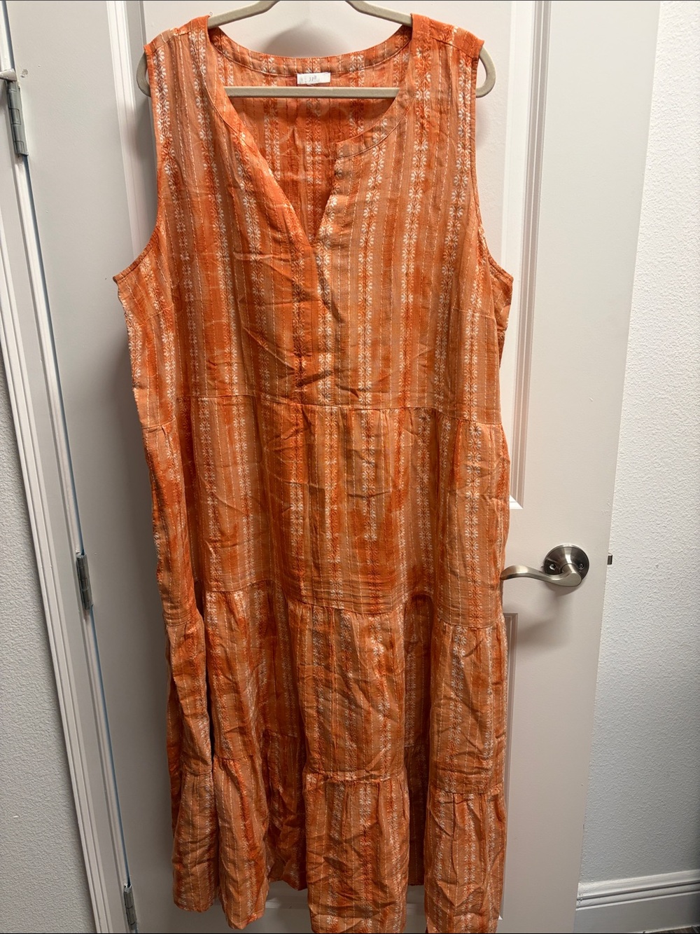J. Jill Orange Printed Sleeveless Maxi Dress